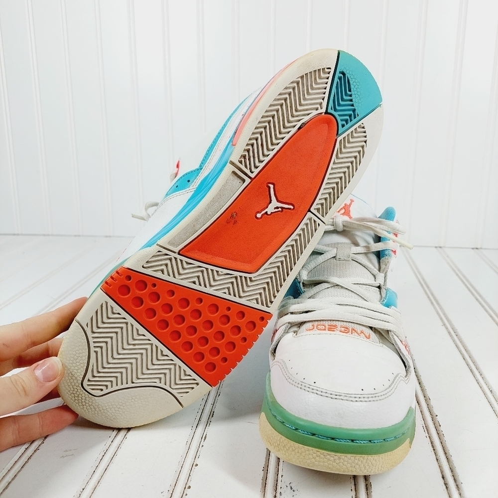 Jordan Flight 23 White Hot Lava Tide Pool Blue Athleisure Running Sneakers E119 - Picture 9 of 11